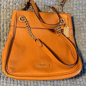 Coach Pebbled Leather Shoulder Bag in Tan
